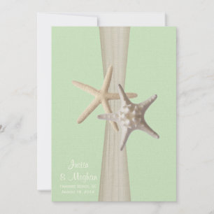 Starfish Beach Hochzeit Light Green Einladung