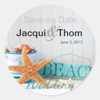 Starfish Beach Hochzeit Runder Aufkleber