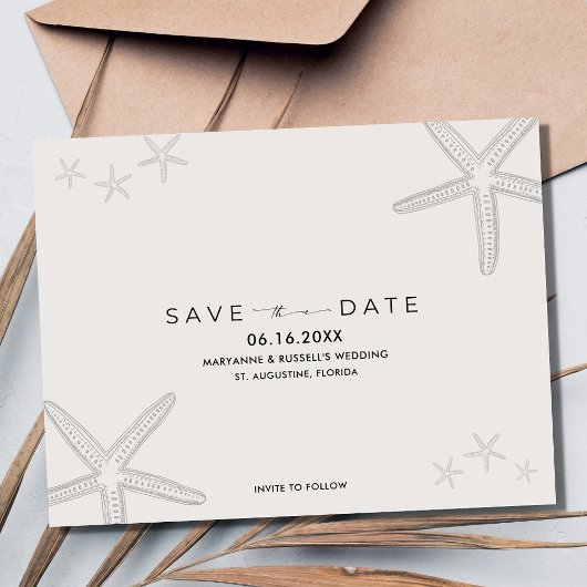 Starfish Beach Hochzeit Save the Date Postkarte