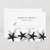 Starfish Beach Hochzeit UAWG Black & White RSVP Karte (Vorne/Hinten)