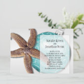 Starfish Beach Hochzeit Weihnachten Einladung (Stehend Vorderseite)