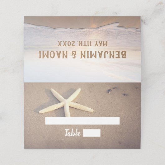 Starfish Beach Hochzeiten Platzkarten (Außenseite Aufgefaltet)