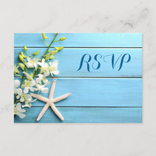 Starfish Beach Hochzeitkarten mit Orchideen RSVP Karte