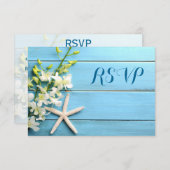 Starfish Beach Hochzeitkarten mit Orchideen RSVP Karte (Vorne/Hinten)