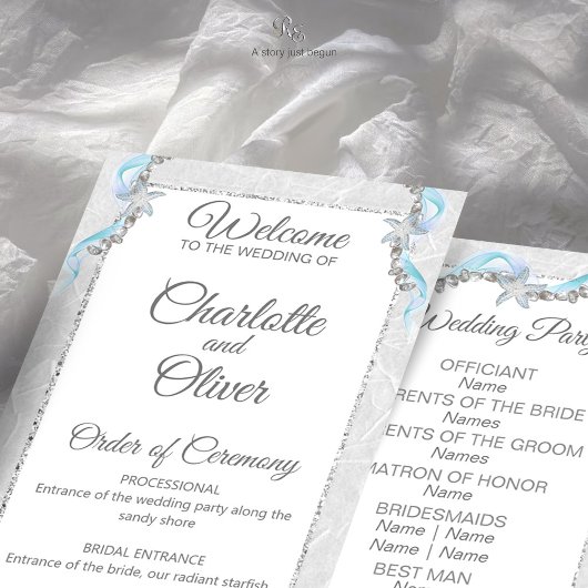 Starfish Beach Hochzeitsprogramm Einladung