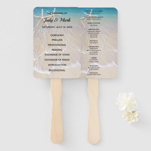 Starfish Beach Hochzeitsprogramm Fans Fächer (Vorne und Hinten)