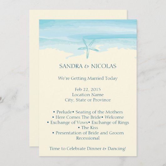 Starfish Beach Hochzeitsprogramm II Programm (Vorne/Hinten)