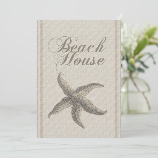Starfish Beach House Küste Einladung (Stehend Vorderseite)