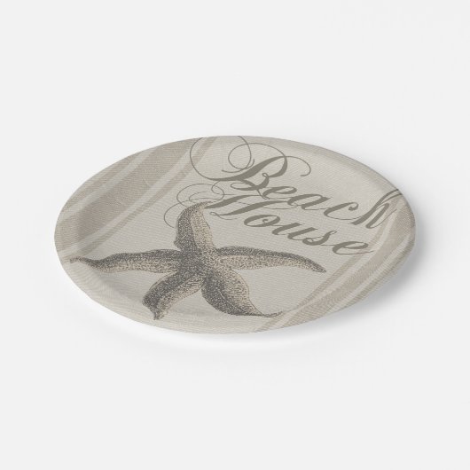 Starfish Beach House Küste Pappteller (Schrägansicht)