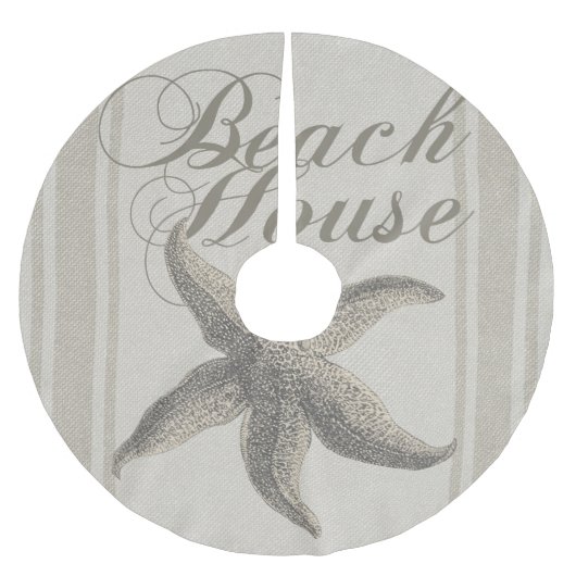 Starfish Beach House Küste Polyester Weihnachtsbaumdecke (Vorderseite)