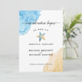 Starfish Beach Moderne Hochzeit an der Küste Save The Date (Stehend Vorderseite)