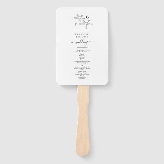 Starfish Beach Monogram Hochzeitsprogramm Fächer (Vorderseite)