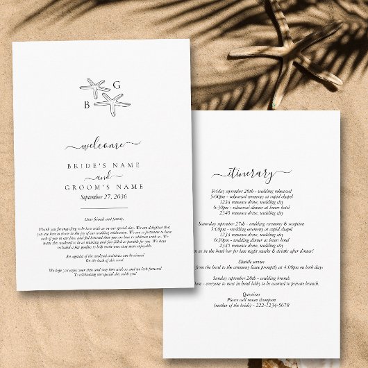 Starfish Beach Monogram Hochzeittour Programm