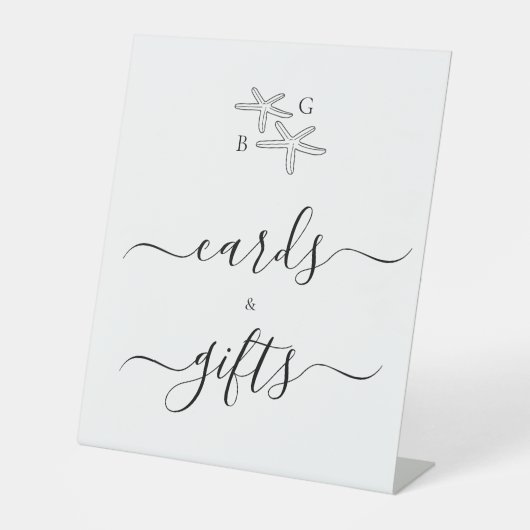 Starfish Beach Monogram Wedding Cards & Gifts Sockelschild (Vorderseite)