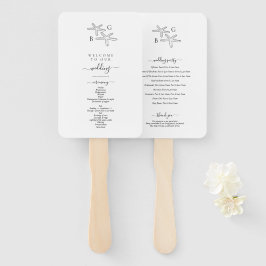 Starfish Beach Monogram Wedding Program Fächer