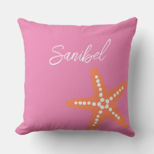 Starfish Beach Name Ocean Preppy Decke Rosa Orange Kissen