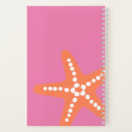 Starfish Beach Name Ocean Preppy Decke Rosa Orange Notizblock (Rückseite)