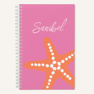 Starfish Beach Name Ocean Preppy Decke Rosa Orange Notizblock