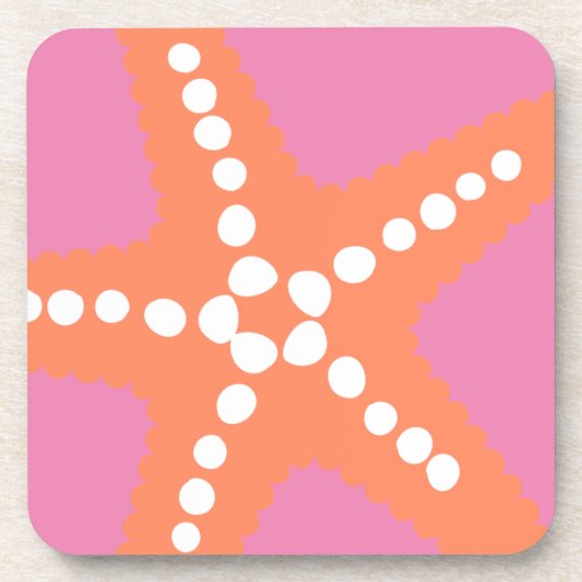 Starfish Beach Ocean Preppy Pink Orange Fun Getränkeuntersetzer (Vorderseite)