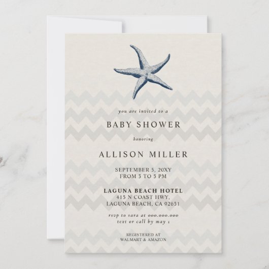 Starfish Beach Ocean Theme Kinderdusche Einladung (Vorderseite)