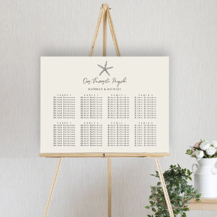Starfish Beach Ocean Wedding 8 Table Seating Chart Poster