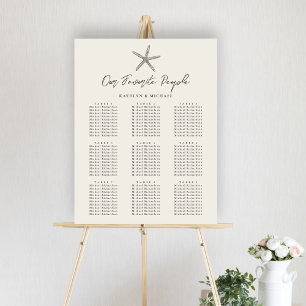 Starfish Beach Ocean Wedding 9 Table Seating Chart Poster