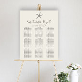 Starfish Beach Ocean Wedding 9 Table Seating Chart Poster