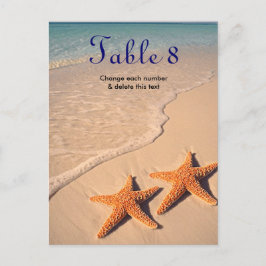 Starfish Beach Ocean Wedding Table Cards Nummer Postkarte