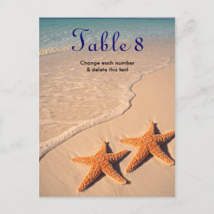 Starfish Beach Ocean Wedding Table Cards Nummer Postkarte
