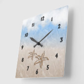 Starfish Beach Quadratische Wanduhr (Winkel)