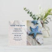 Starfish Beach Rocks Save the Date Hochzeitsreise Einladung (Stehend Vorderseite)