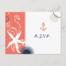 Starfish Beach Sand Nautical Wedding RSVP Einladungspostkarte