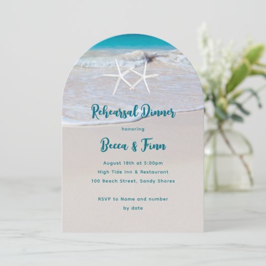 Starfish Beach Sand Probe Abendessen Einladung (Stehend Vorderseite)