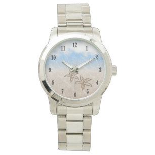 Starfish Beach Schwarze Zahlen Armbanduhr