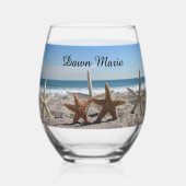 Starfish Beach Stemless Wine Glass oder Rocks Glas (Vorderseite)