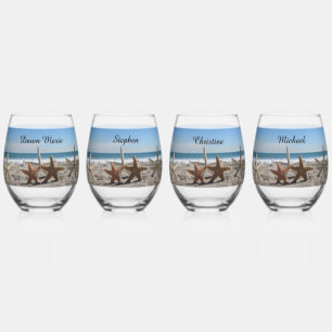 Starfish Beach Stemless Wine Glass oder Rocks Glas