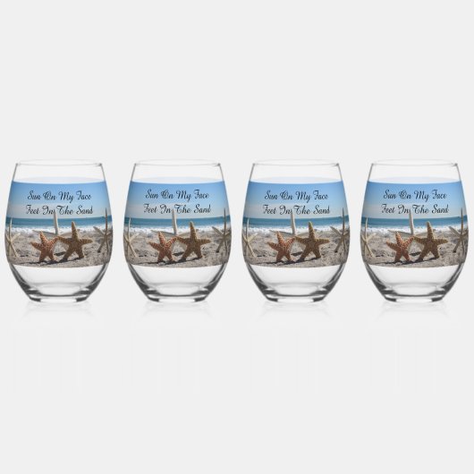 Starfish Beach Stemless Wine Glass oder Rocks Glas (Hinten)