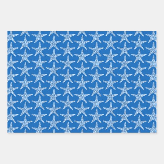Starfish Beach Summer Ocean Blue Wedge Geschenkpapier Set (Vorderseite)