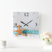 Starfish Beach Tropical Summer Quadratische Wanduhr (Zuhause)