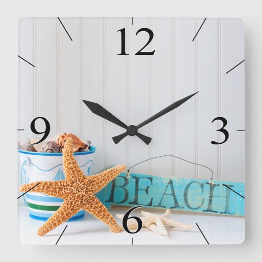 Starfish Beach Tropical Summer Quadratische Wanduhr (Vorderseite)