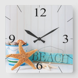Starfish Beach Tropical Summer Quadratische Wanduhr