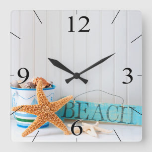Starfish Beach Tropical Summer Quadratische Wanduhr