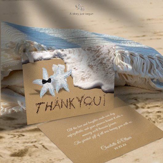 Starfish Beach Wedding Dankeschön Card Dankeskarte