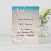 Starfish Beach Wedding Empfang Card Einladung (Stehend Vorderseite)