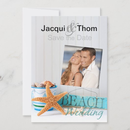 Starfish Beach Wedding Foto Save the Date (Vorderseite)