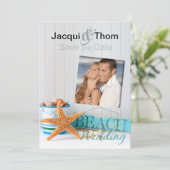 Starfish Beach Wedding Foto Save the Date (Stehend Vorderseite)