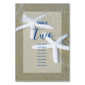 Starfish Beach Wedding Guest Names Tischnummer (Vorderseite)