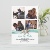 Starfish Beach Wedding Multi Foto Save The Date (Stehend Vorderseite)