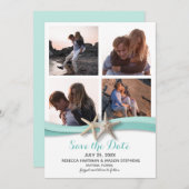 Starfish Beach Wedding Multi Foto Save The Date (Vorne/Hinten)