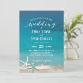 Starfish Beach Wedding Party Einladung (Stehend Vorderseite)